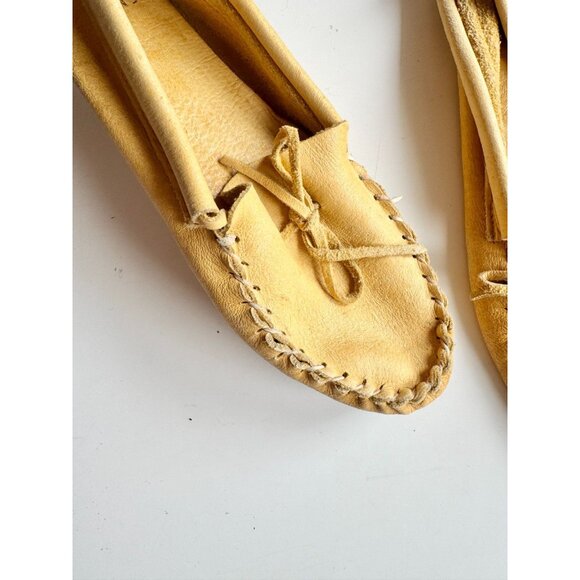 HIDES IN HAND Yellow Moose Leather Single Sole Moccasins, Size 11 - Picture 4 of 14